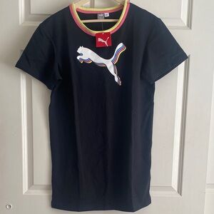 PUMA Women’s Black Logo Dress Size S NWT Cotton Blend Colorful Trim Athleisure